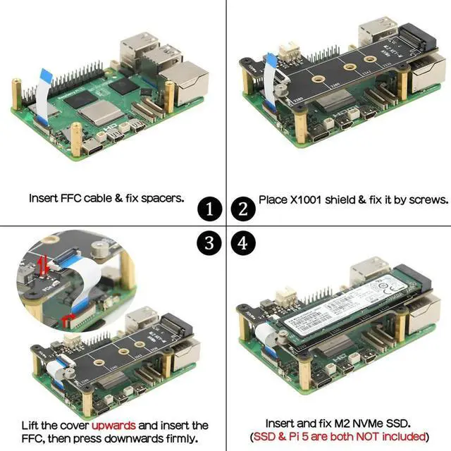 Main image of X1001 M.2 NVMe SSD Shield PCIe Peripheral Board Compatible with for 5