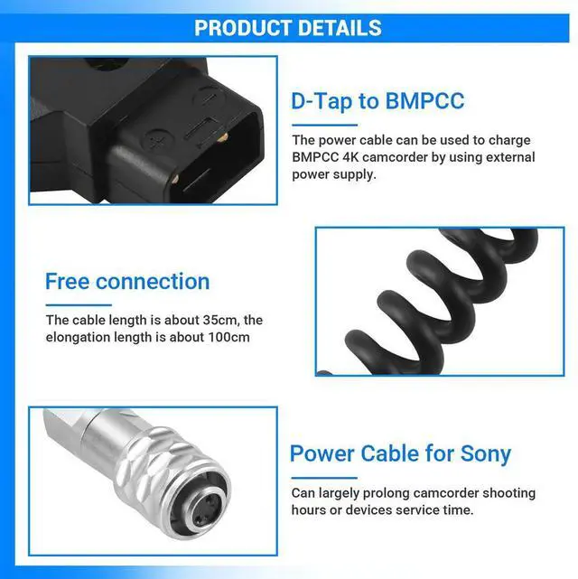 Main image of D-Tap to BMPCC 4K 2 Pin Locking Power Cable for Pocket Cinema Camera 4K V Mount