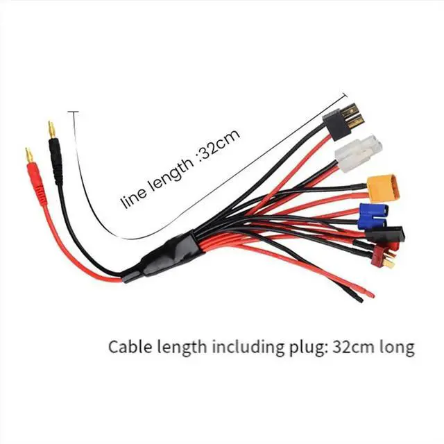 Main image of Eight in One RC Lipo Charger Splitter Cable Adapter Connector 4.0mm Banana Plug to JST Plug EC3 Futabas Tamiyas