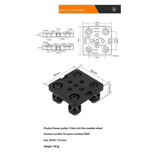 Alt view image 2 of 3 - V-Slot Gantry Plate Set 2020 Aluminum Profiles, Special Slide Plate with Pulley for 3D Printer Parts