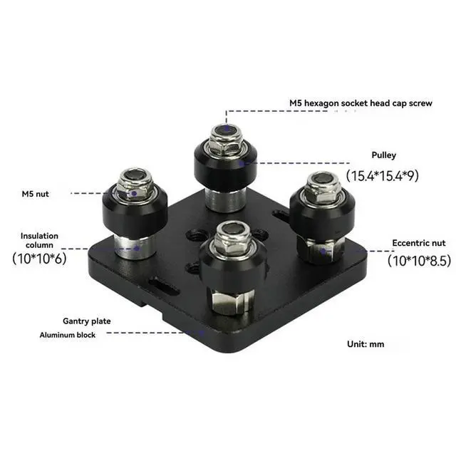 Alt view image 3 of 3 - V-Slot Gantry Plate Set 2020 Aluminum Profiles, Special Slide Plate with Pulley for 3D Printer Parts