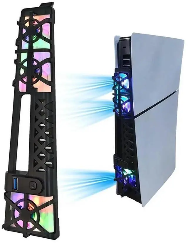 Main image of Cooling Fan Set Upgraded Quiet Cooler Fan with RGB LED Light for Slim/Pro Console Digital Vs Disc Edition Black