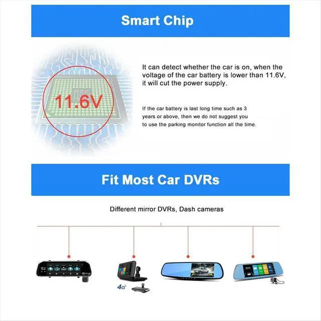Alt view image 2 of 3 - 12/24V to 5V Car Dash Cam Wire 3.2m Mirror DVR Hardwire Cable Kit Video Recorder Mini Micro-USB Charger Line