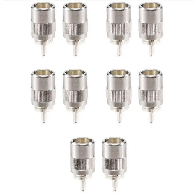 Alt view image 2 of 3 - 10pcs Connector UHF male PL259 plug solder RG8 RG213 LMR400 7D- cable silver
