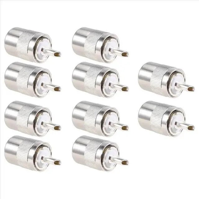 Alt view image 3 of 3 - 10pcs Connector UHF male PL259 plug solder RG8 RG213 LMR400 7D- cable silver