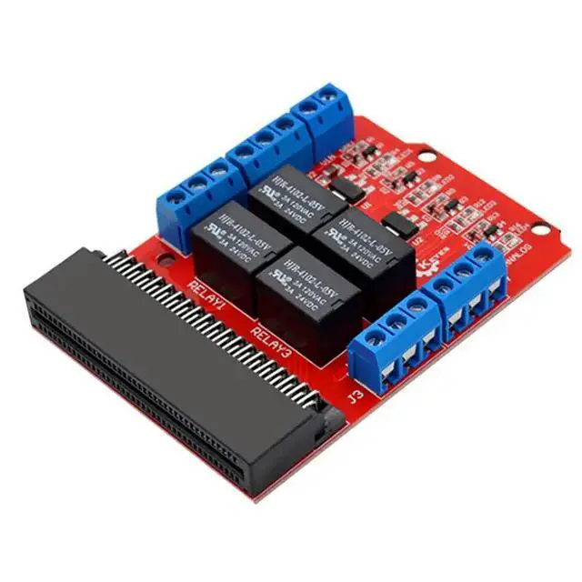 Alt view image 2 of 3 - Microbit 4 Channel Relay Module Shield 5V High Trigger Programming Educational Kids Teaching Microbit Expansion Board