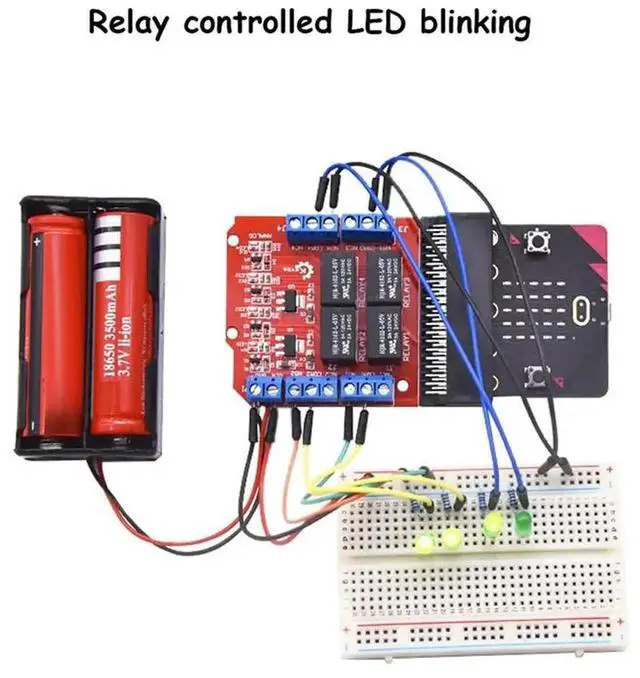 Main image of Microbit 4 Channel Relay Module Shield 5V High Trigger Programming Educational Kids Teaching Microbit Expansion Board