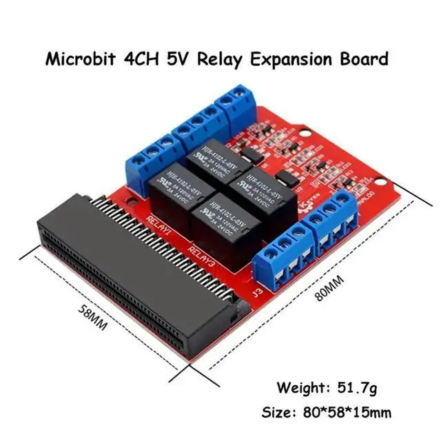 Alt view image 3 of 3 - Microbit 4 Channel Relay Module Shield 5V High Trigger Programming Educational Kids Teaching Microbit Expansion Board