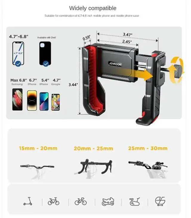Main image of Bike Phone Holder Universal One-Hand Operation Bicycle Motorcycle Phone Holder for 4.7-7In Mobile Phone Shockproof