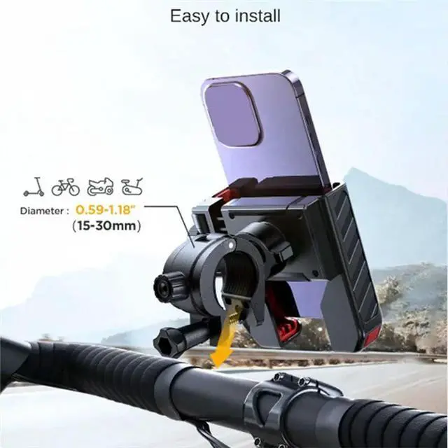 Alt view image 3 of 3 - Bike Phone Holder Universal One-Hand Operation Bicycle Motorcycle Phone Holder for 4.7-7In Mobile Phone Shockproof