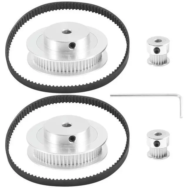Alt view image 2 of 6 - 2 Sets of 2GT Timing Wheels 20&60 Teeth 5mm Bore Aluminum Timing Pulley 2 Piece Set Length 200mm Width 6mm Belt
