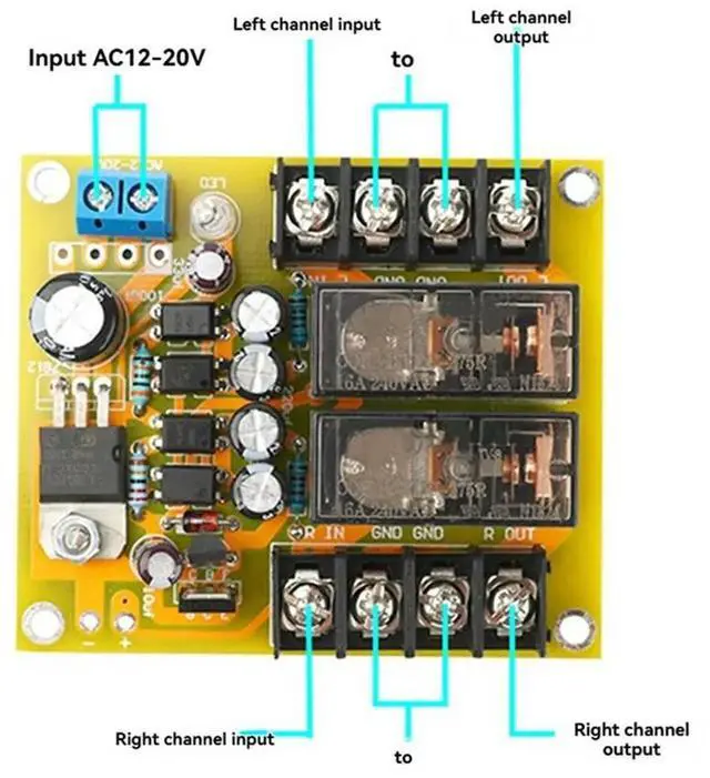 Main image of Audio Speaker Protection Board Dual Channel 16A Contact Relay Isolation Power-Off Protector for Home Theater Speaker