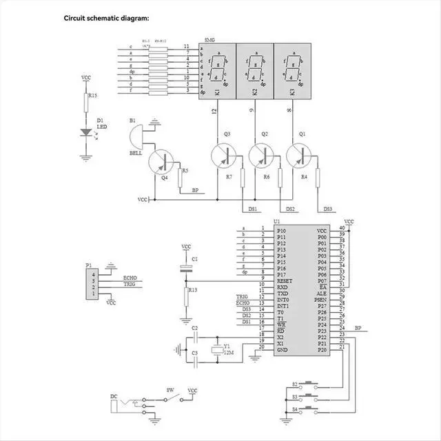 Alt view image 2 of 3 - Ultrasonic Ranging Alarm Kits LED Display Design of Reverse Alarm DIY Kit Ultrasonic Sensor Module for Solder Practicing