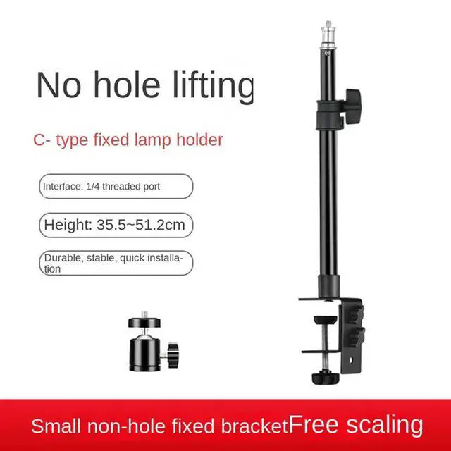 Alt view image 3 of 3 - C Tripod Clamp Desk Mount Light Stand with 1/4In Ball Head Table Fixture Adjustable Camera Tabletop Bracket Stand