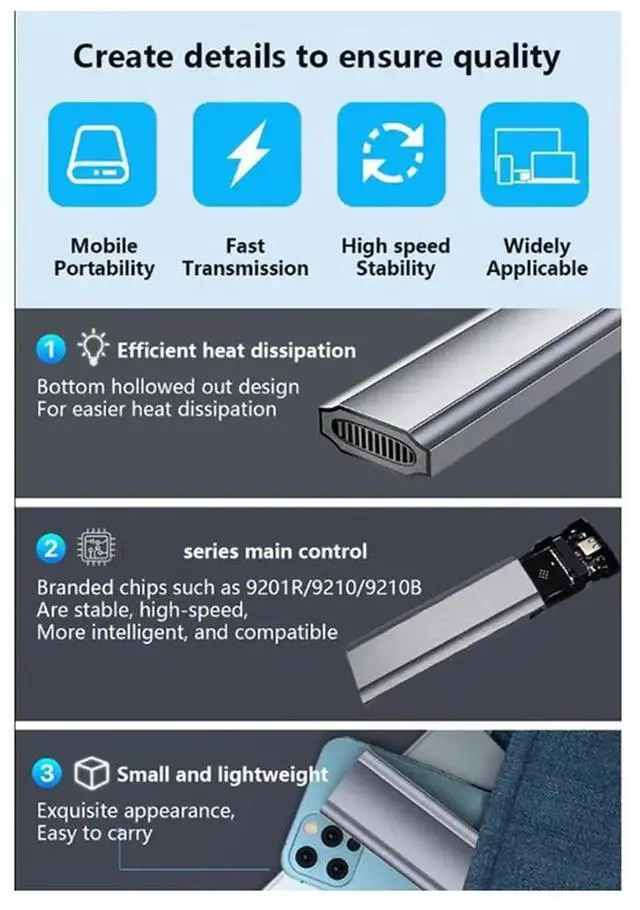 Main image of M11 Toolless M.2 SSD Hard Drive Case NVME/NGFF 10Gbp Type-C 3.1 Solid State Drive Enclosure for Expansion