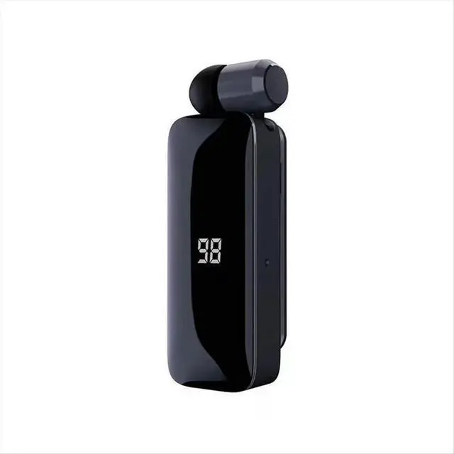 Alt view image 2 of 6 - LED Power Digital Display Bluetooth Headphones Retractable Collar Clip Single Headset Retractable with Wire