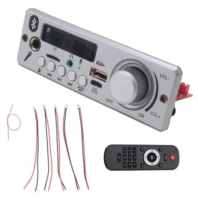 Alt view image 3 of 6 - Bluetooth MP3 WAV Decoder Board 80W Amplifier Handsfree Car Audio Microphone USB TF FM Radio Mp3 Player Speaker DC 12V