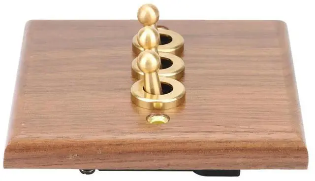 Main image of Retro American Industrial Style Light Switch Socket, Solid Wood Brass Toggle Switch Plate(3 Open)