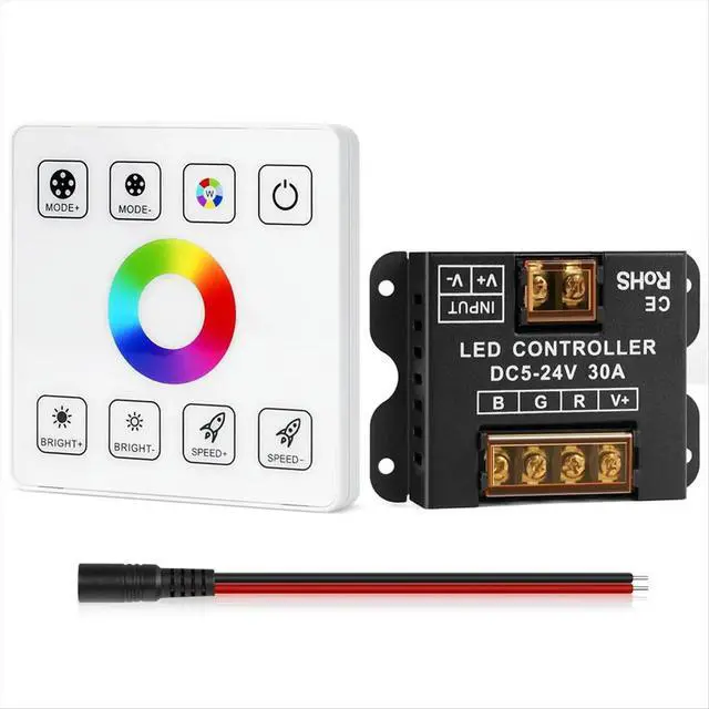 Alt view image 2 of 6 - Touch Panel RGB LED Controller Kit, RGB LED Strip Lights Controller with Remote, for 5V 12V 24V 4-PIN