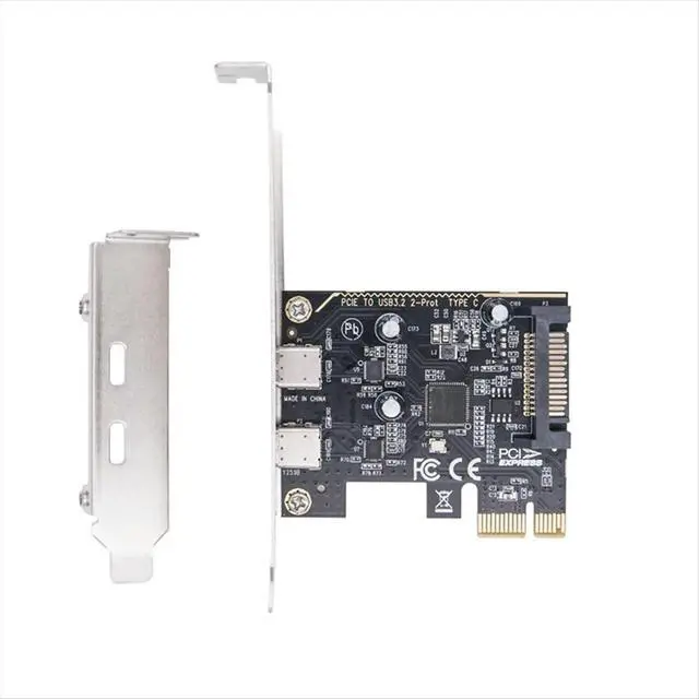 Alt view image 3 of 3 - PCIE to Dual Type C Expansion Card PCI-E X1 to 2-Port TYPE-C USB 3.2 GEN1 5Gbps Convert Card ASM1042 Chip for Desktop