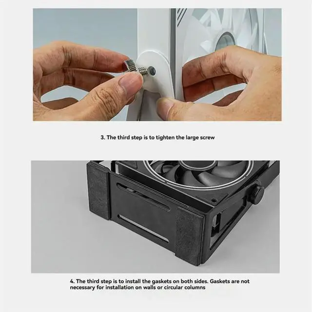 Main image of Multi-Purpose Fan Mount Stand PC Case External Cooling Fans Bracket for 120 & 140mm PC Fans, 360 Degrees Rotation White