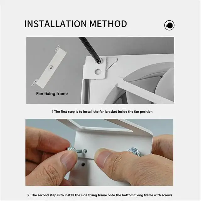 Alt view image 3 of 3 - Multi-Purpose Fan Mount Stand PC Case External Cooling Fans Bracket for 120 & 140mm PC Fans, 360 Degrees Rotation White