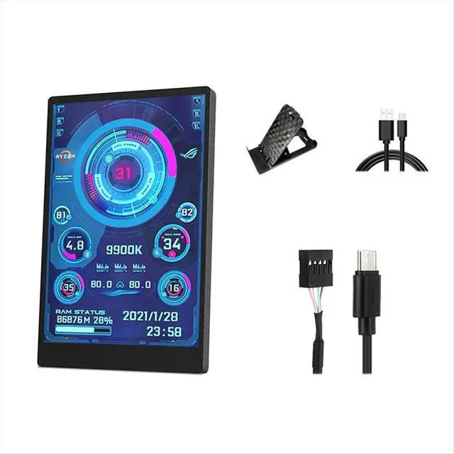 Alt view image 2 of 6 - 3.5 Inch IPS Type C Secondary Screen for Computer CPU GPU RAM HDD Display 320x480 USB LCD Monitor Freely Win10 11