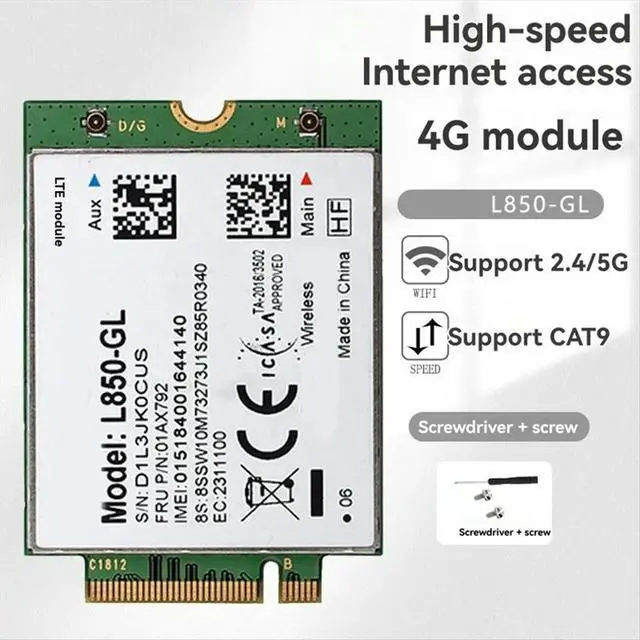 Alt view image 3 of 6 - L850- WWAN Card 01AX792 M.2 4G LTE Module for X395 X1 Carbon Gen6 X280 T580 T480s L480 X1 Yoga Gen 3 L580