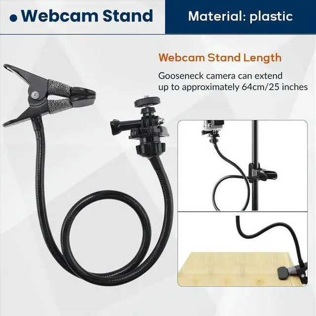 Main image of Webcam Stand 25 Inch Flexible Desk Mount Clamp Gooseneck Stand for Webcam C930E,C930,C920, C922X,C922, C925E