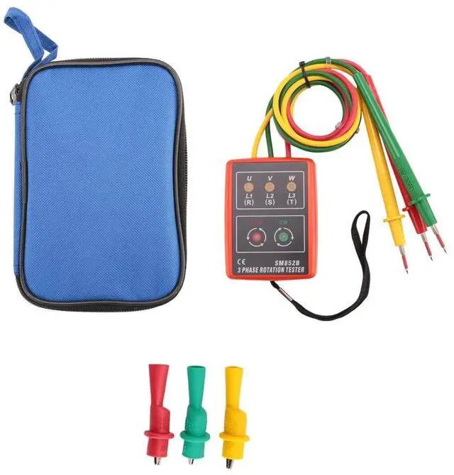 Alt view image 3 of 6 - 3 Phase Sequence Rotation Tester Indicator Detector Meter LED Buzzer with Pouch TD-LED02