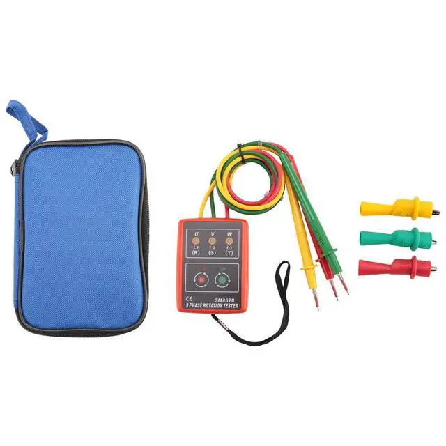 Alt view image 2 of 6 - 3 Phase Sequence Rotation Tester Indicator Detector Meter LED Buzzer with Pouch TD-LED02