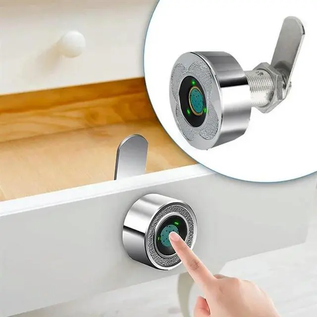 Alt view image 2 of 3 - Fingerprint Drawer Lock - Electronic Double Door Cabinet Security Suitable For Wardrobes Shoe Cabinets Mailboxes