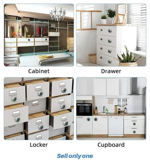 Alt view image 3 of 3 - Fingerprint Drawer Lock - Electronic Double Door Cabinet Security Suitable For Wardrobes Shoe Cabinets Mailboxes