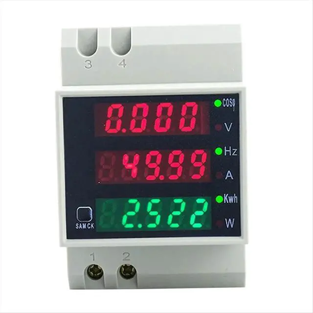 Alt view image 2 of 3 - D52-2058 Wattmeter Din Rail Volt Current Meter Power Factor Digital Meter AC80-300V Multi-Function Kwh Hz Meter 0-100A,B