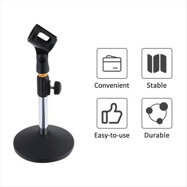Alt view image 3 of 6 - Professional Stage Microphone Pedestal Feet Stand Adjustable Desk Holder Speech Live Microphone Fixing Frame
