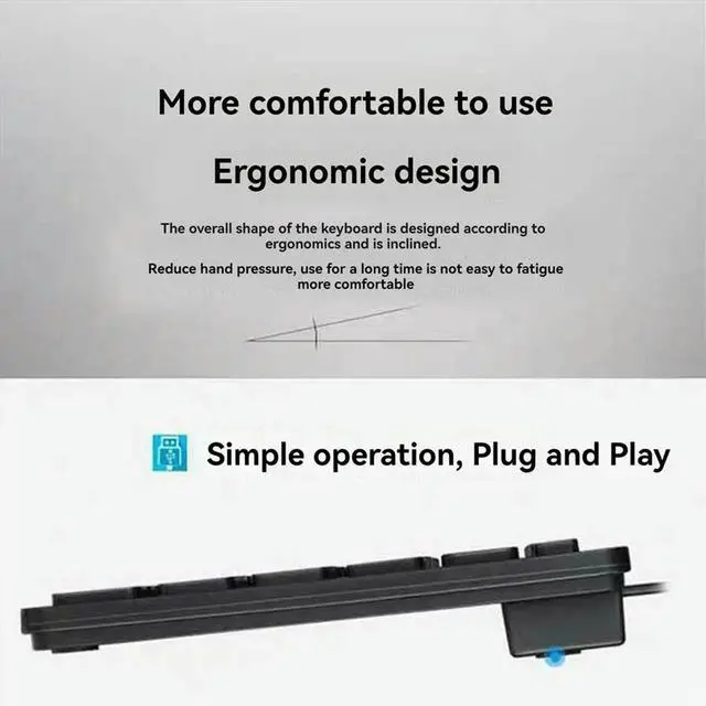 Main image of Compact Wired Keyboard USB - Ultra-Thin Keyboard for PC Mini Gaming Keyboard Black