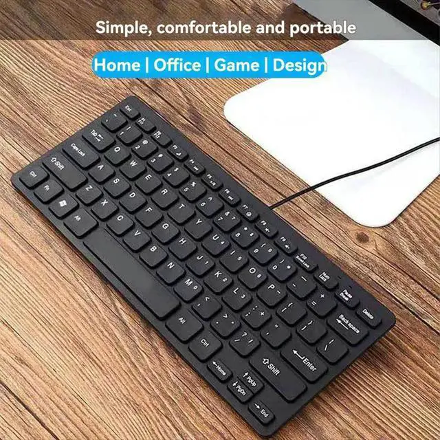 Alt view image 3 of 6 - Compact Wired Keyboard USB - Ultra-Thin Keyboard for PC Mini Gaming Keyboard Black