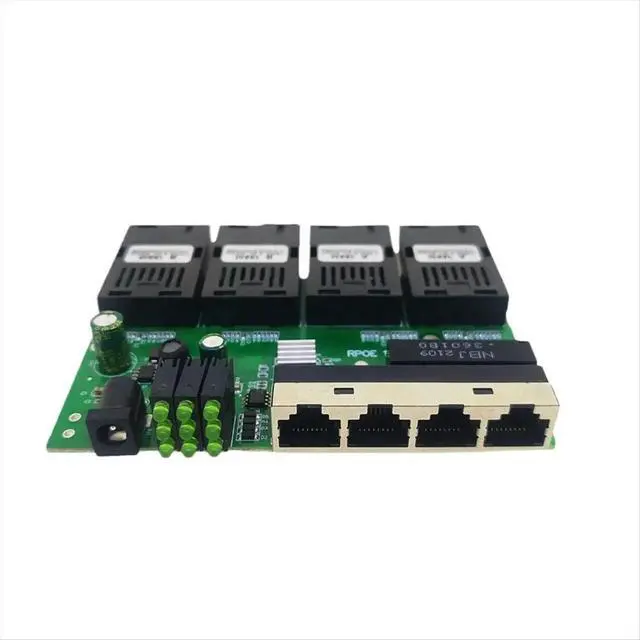 Alt view image 2 of 3 - 100M Reverse POE Fast Ethernet Fiber Switch 4F4E Output 12V Optical Media Converter Ethernet SC PCBA Placa Metro Board