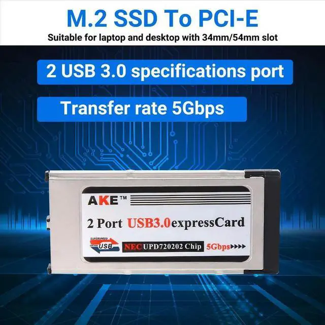 Main image of High-Speed Dual 2 Port USB 3.0 Express Card 34mm Slot Express Card PCMCIA Converter Adapter for Laptop Notebook