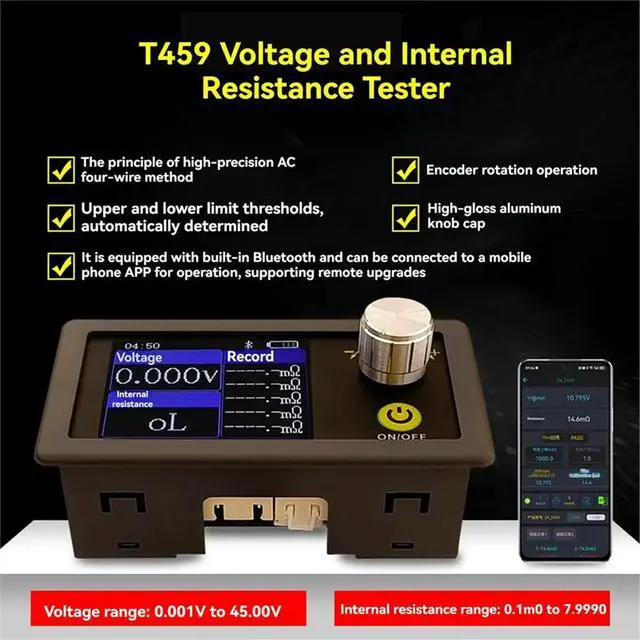 Alt view image 3 of 3 - T459 DC 5V Four-Wire Internal Resistance Tester Internal Resistance Tester Remote APP Display