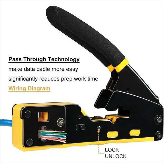 Alt view image 3 of 3 - RJ45 Crimp Tool Kit Pass Through Cat6 Crimping Tool for Cat5 Cat5e Cat6 8P8C Connector, All-in-1 Ethernet Crimper
