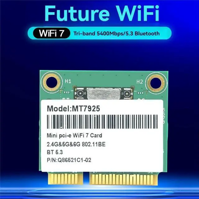 Main image of MT7925 7 Network Card 5400Mbps Bluetooth 5.3 Tri Band 2.4G 5Ghz 6GHz 802.11BE Adapter MINI PCIE Card