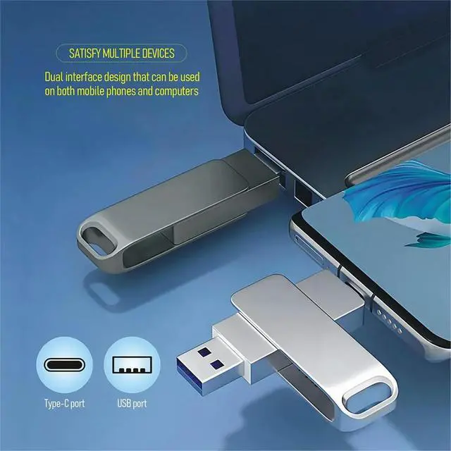 Alt view image 3 of 3 - 512GB USB 3.1 Flash Drive with Type C and Type A Port,Memory Stick Thumb Drive,and Backup for Phone Silver