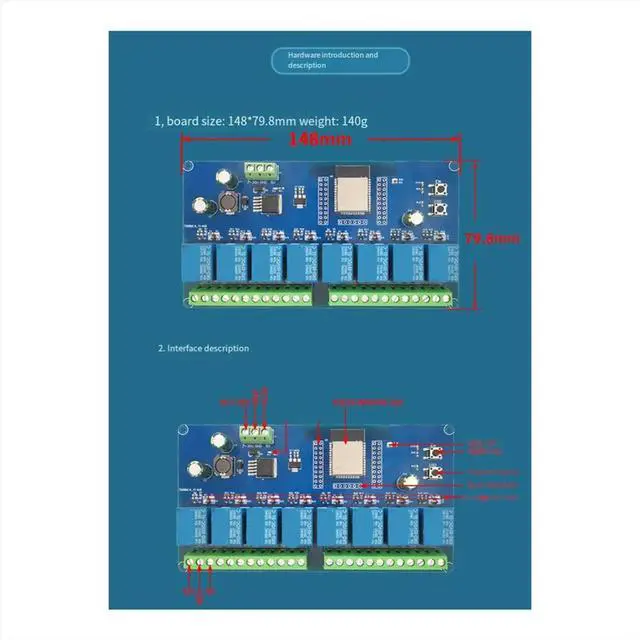 Main image of DC 5-30V Power Supply Bluetooth Moduel BLE Eight-Way Relay - Secondary Development Board