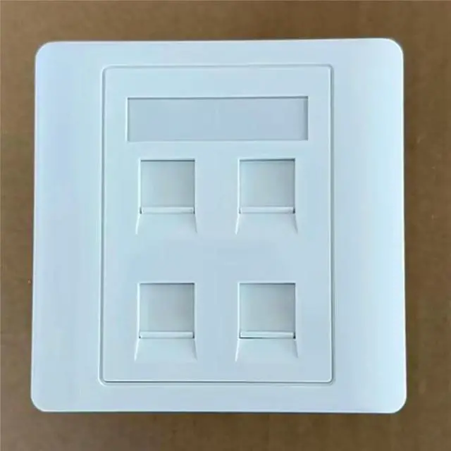 Main image of 4 Sockets CAT6A RJ45 Faceplate LAN Network Outlet Jack Shielded Ethernet Wall Panel Board 86x86mm Network Installation