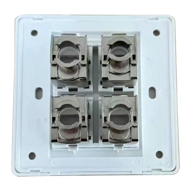 Alt view image 2 of 3 - 4 Sockets CAT6A RJ45 Faceplate LAN Network Outlet Jack Shielded Ethernet Wall Panel Board 86x86mm Network Installation