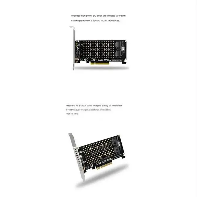 Alt view image 2 of 3 - PCI-E X8 Double Disk Card NVME M.2 M KEY SSD Expansion Adapter Extended Dual NVME PCI-E X8 Split Card
