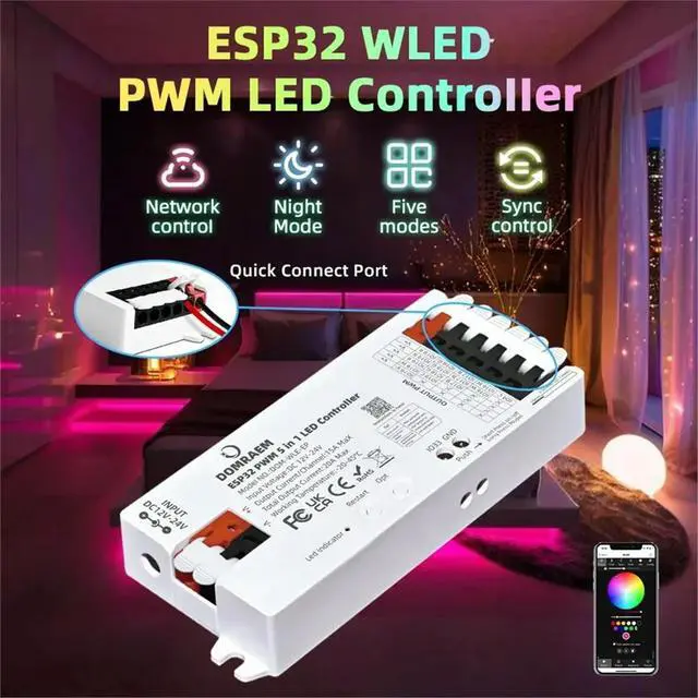 Alt view image 3 of 6 - WLED Controller PWM for Analog LED Strip for 2/3/4/5/6 Wires, White CCT RGB RGBWCCT for for