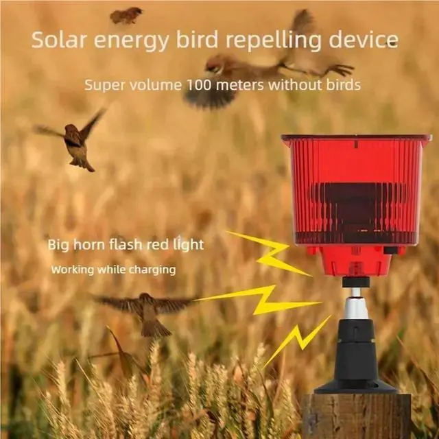 Alt view image 3 of 3 - Solar Powered Alarm Light Bird Animal Repllent Motion Sensor Detector Siren Strobe For Home Orchard Farm