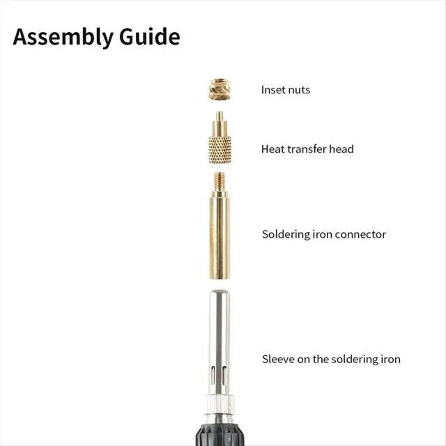 Alt view image 3 of 3 - Heat Set Insert Soldering Iron Tip M2-M8 Brass Hot Melt Inset Nut Embedded Thread Insertion Kit for 3d Printing US Plug